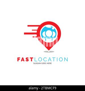 Fast Location Pin Icon Vector Logo Template Illustration Design Stock Vector