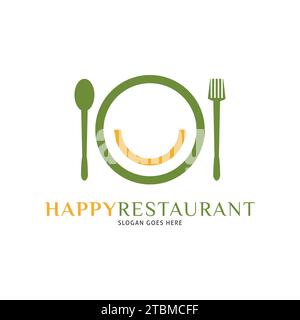 Happy Restaurant Logo Vector Icon Illustration Stock Vector