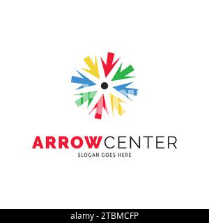 Arrow Center Icon Vector Logo Template Illustration Design Stock Vector