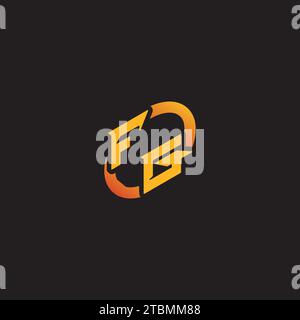 GF combination letter unique initials logo esport for gaming team, youtube, twitch Stock Vector