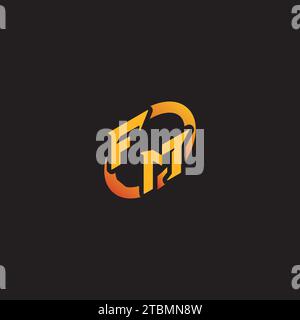 MF combination letter unique initials logo esport for gaming team, youtube, twitch Stock Vector
