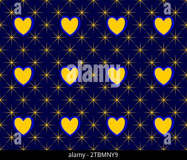 anniversary pattern background shaped stars and heart Stock Vector