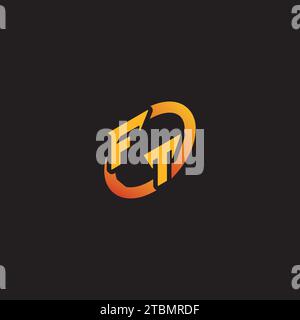 TF combination letter unique initials logo esport for gaming team, youtube, twitch Stock Vector