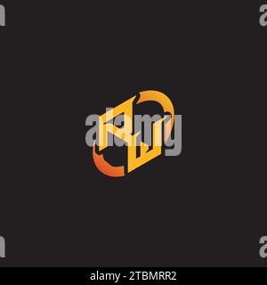 WR combination letter unique initials logo esport for gaming team, youtube, twitch Stock Vector