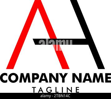 black and white alphabet letter ah a h logo combination design suitable ...
