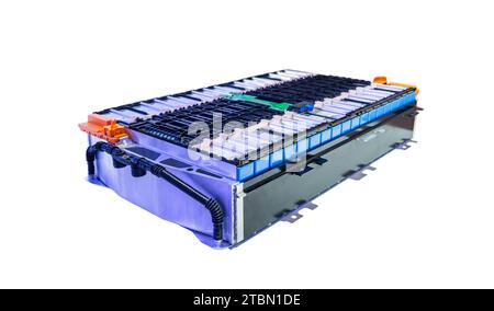 lithium battery pack module with bms available for electric car or storage power station isolated on white background Stock Photo