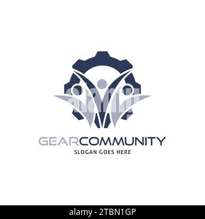 Gear Community People Group Icon Vector Logo Template Illustration Design Stock Vector