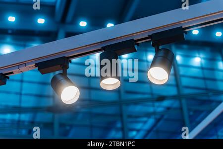 LED spotlight on mall roof. Stock Photo