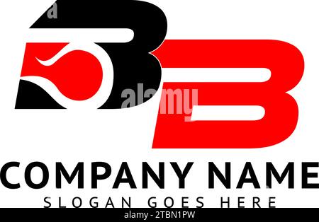 Initial Letter BB Fire Logo Design Stock Vector