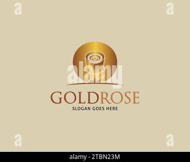Golden Rose Vector Logo Design Template Stock Vector