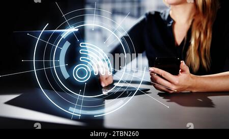 Wireless Online Information. Smart Internet Technology And Future Of Communication Stock Photo