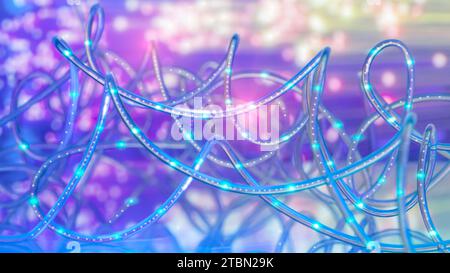Fiber optics network cable on technology background Stock Photo