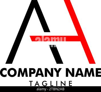 black and white alphabet letter ah a h logo icon design for a company ...