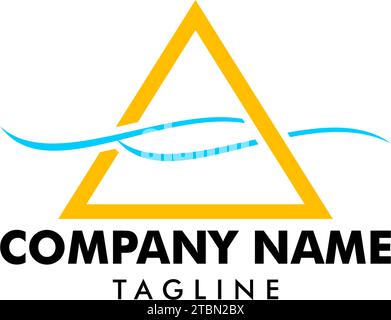 Delta Triangle with Sea Wave Logo Design Vector Stock Vector