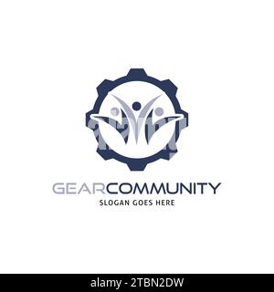 Gear Community People Group Icon Vector Logo Template Illustration Design Stock Vector