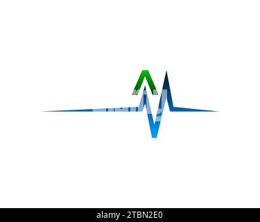 A Health Pulse Letter Logo Template Design Vector Stock Vector