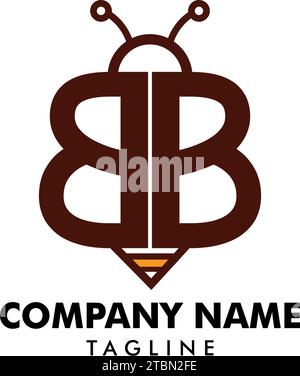 Initial Letter BB Bee Logo Vector Illustration Design Stock Vector