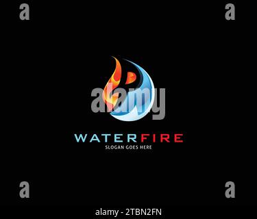 Fire and Water Letter P Logo Template Stock Vector