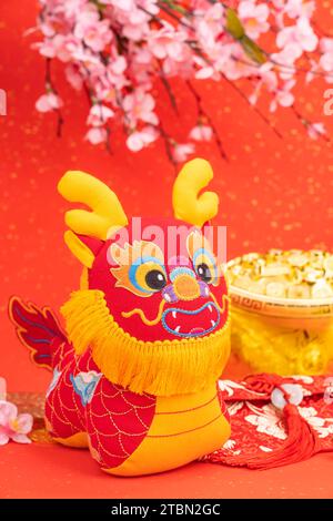 Tradition Chinese cloth doll dragon,2024 is year of the dragon Stock Photo