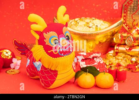 Tradition Chinese cloth doll dragon,2024 is year of the dragon Stock Photo