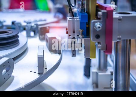 automtic flexible robotic arm system in intellegence pcb factory Stock Photo