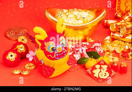 Tradition Chinese cloth doll dragon,2024 is year of the dragon Stock Photo