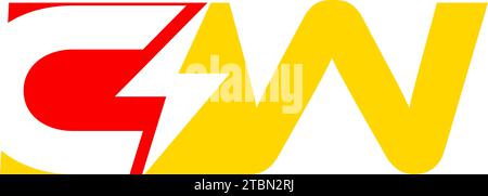 Letter CW logo with Lightning icon, letter combination Power Energy Logo design for Creative Power ideas Stock Vector