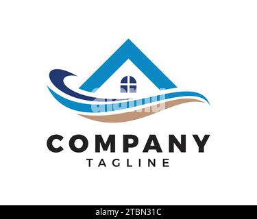 Beach House Logo Design Template Stock Vector