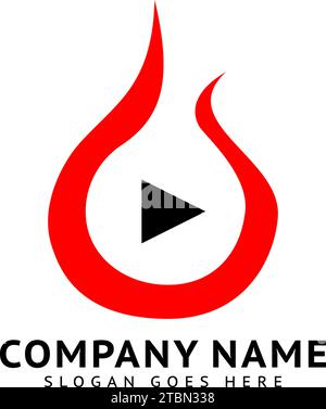 Fire and play button logo design template Stock Vector