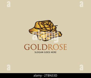Golden Rose Vector Logo Design Template Stock Vector