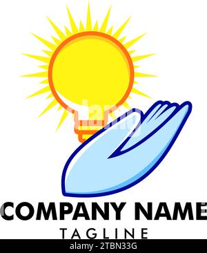 Bulb hand care logo design vector Stock Vector