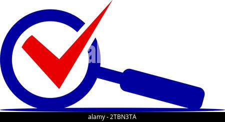 magnifying glass and check mark vector icon logo template Stock Vector