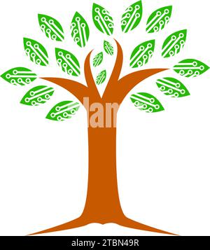 Tree Tech Icon Logo Design Element Stock Vector