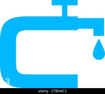 C Letter With Tap Water Logo Stock Vector