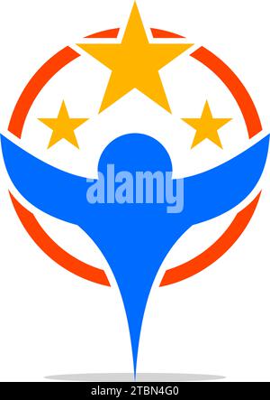 Reaching Stars Logo Design Template Stock Vector
