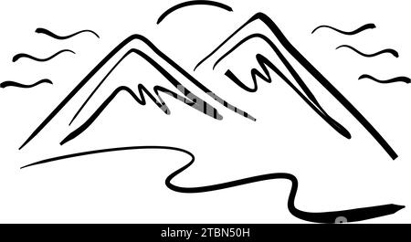 Hand drawn mountain logo Stock Vector