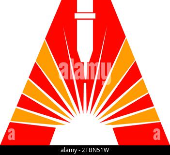 Letter A and Laser Engraving Vector Logo Design Template Stock Vector
