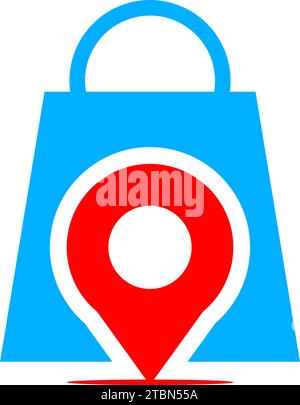 Pin Point Shop And Shopping Logo Design Element Stock Vector