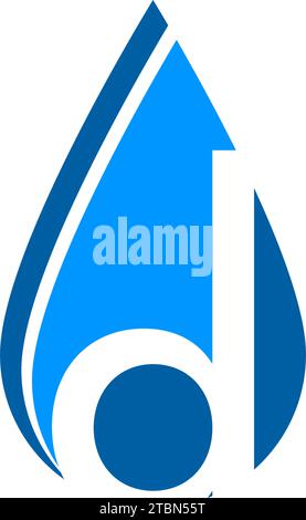 Initial Letter D Drop Water Logo Design Template Stock Vector