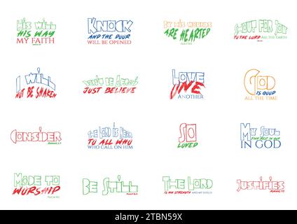 Collection of Religious Scriptures, Quotes and Bible Sayings along with Psalm Quotes Stock Vector