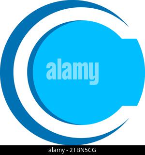 Letter C Negative Space Circle Logo Design Template Stock Vector