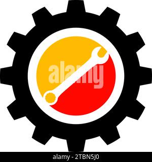 Gear and wrench vector logo template Stock Vector