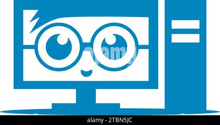 Geek PC Computer Logo Design Template Stock Vector