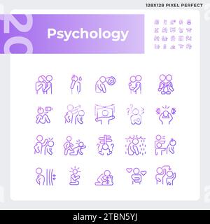 2D pixel perfect gradient psychology icons Stock Vector