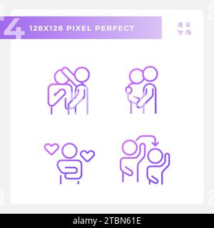 2D purple pixel perfect gradient psychology icons Stock Vector