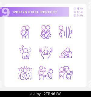 Pixel perfect gradient psychology icons set Stock Vector
