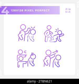 Set of purple pixel perfect gradient psychology icons Stock Vector