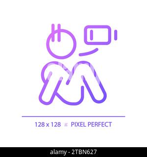 2D thin linear simple gradient apathy icon Stock Vector