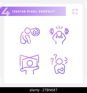 Purple gradient simple psychology icons collection Stock Vector