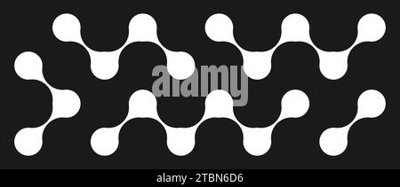 Black and white meta balls set. Diagonal connected morph dots. Liquid blobs pattern collection. Thin integration abstract concept. Rounded design element bundle for logo, icon, emblem, poster. Vector Stock Vector